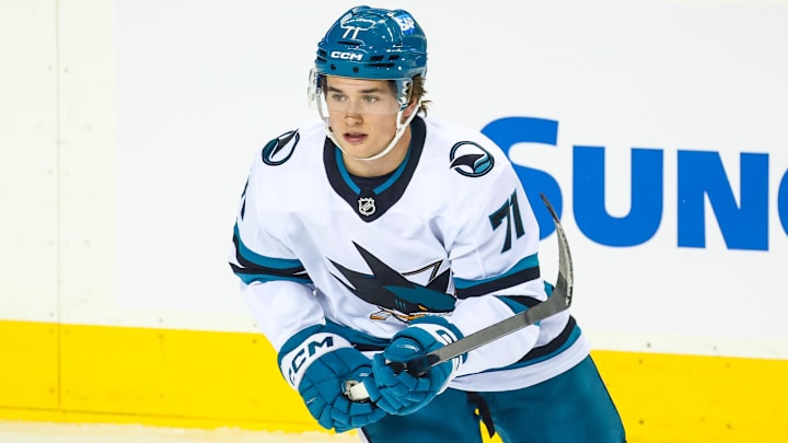 Nov 13, 2025; Calgary, Alberta, CAN; San Jose Sharks center Macklin Celebrini (71) skates during the warmup period against the Calgary Flames at Scotiabank Saddledome. Mandatory Credit: Sergei Belski-Imagn Images Nov 13, 2025; Calgary, Alberta, CAN; San Jose Sharks center Macklin Celebrini (71) skates during the warmup period against the Calgary Flames at Scotiabank Saddledome. Mandatory Credit: Sergei Belski-Imagn Images