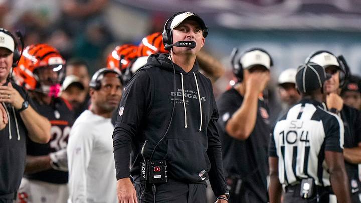 Cincinnati Bengals head coach Zac Taylor watches a replay in the second quarter of the NFL Preseason Week 3 game between the Philadelphia Eagles and the Cincinnati Bengals at Lincoln Financial Field in Philladelphia on Friday, Aug. 28, 2026. Cincinnati Bengals head coach Zac Taylor watches a replay in the second quarter of the NFL Preseason Week 3 game between the Philadelphia Eagles and the Cincinnati Bengals at Lincoln Financial Field in Philladelphia on Friday, Aug. 28, 2026.