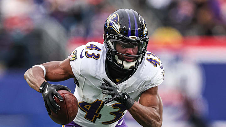 Baltimore Ravens running back Justice Hill.