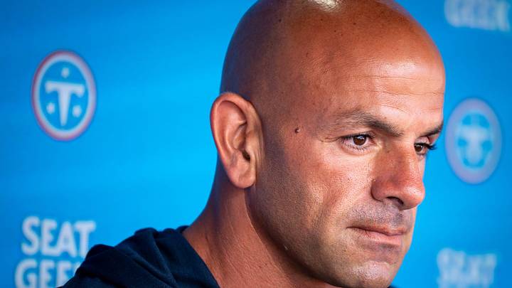 Tennessee Titans Coach Robert Saleh speaks before OTAs at Vanderbilt Health Football Center in Nashville, Tenn., Thursday, June 11, 2026.