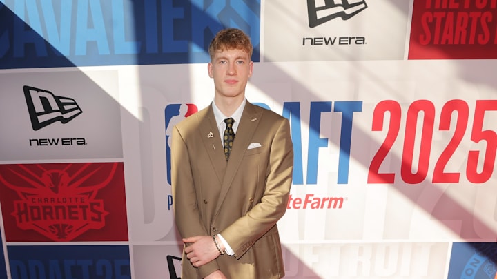 Jun 25, 2025; Brooklyn, NY, USA; Kasparas Jakucionis arrives before the first round of the 2025 NBA Draft at Barclays Center. Mandatory Credit: Brad Penner-Imagn Images Jun 25, 2025; Brooklyn, NY, USA; Kasparas Jakucionis arrives before the first round of the 2025 NBA Draft at Barclays Center. Mandatory Credit: Brad Penner-Imagn Images