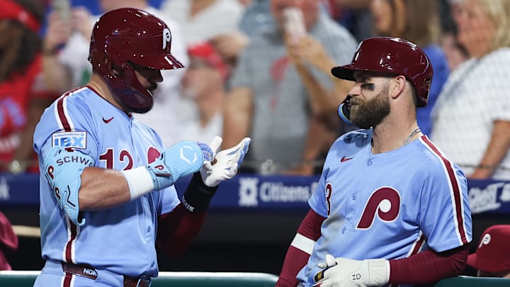 Philadelphia Phillies designated hitter Kyle Schwarber (L) and first baseman Bryce Harper are ready for the playoffs