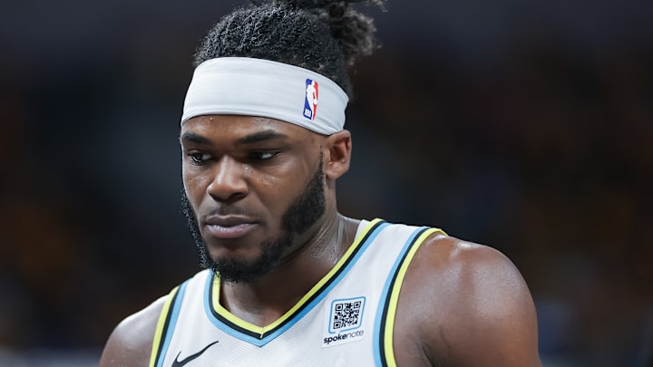 Indiana Pacers forward Jarace Walker (5) in a playoff game against the Milwaukee Bucks.