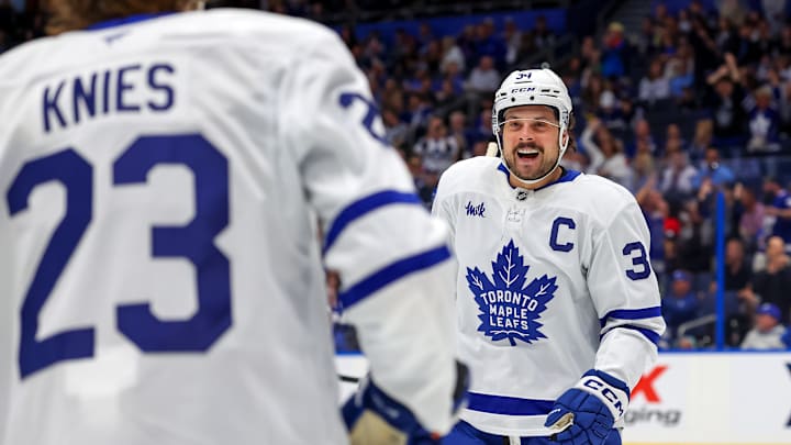 Auston Matthews and the Toronto Maple Leafs will be looking to lock up first place in the Atlantic Division on Saturday night.