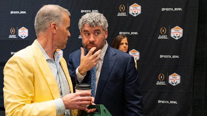 Ole Miss Head Coach Pete Golding is seen at the end of a CFP and Fiesta Bowl press conference at the JW Marriott Scottsdale Camelback Inn Resort & Spa, in Scottsdale, Ariz., on Wednesday, Jan. 7, 2026. Ole Miss Head Coach Pete Golding is seen at the end of a CFP and Fiesta Bowl press conference at the JW Marriott Scottsdale Camelback Inn Resort & Spa, in Scottsdale, Ariz., on Wednesday, Jan. 7, 2026.