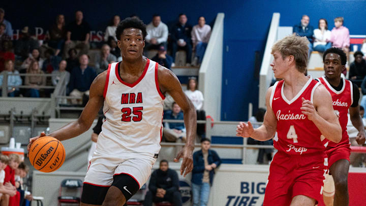 MRA center Erick Dampier, Jr., (25) drives the ball down the court during the game against Jackson Prep in Madison, Miss., on Friday, Jan. 23, 2026. MRA center Erick Dampier, Jr., (25) drives the ball down the court during the game against Jackson Prep in Madison, Miss., on Friday, Jan. 23, 2026.