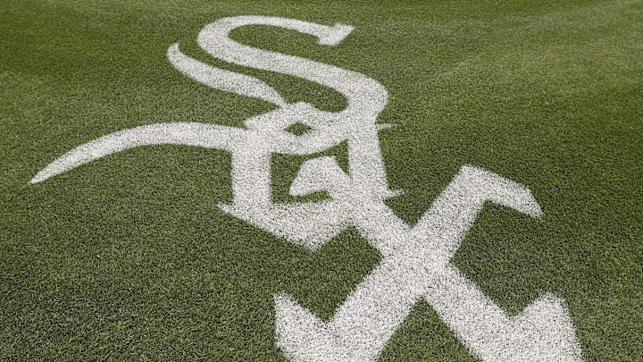 Jul 8, 2025; Chicago, Illinois, USA; Chicago White Sox logo is seen on Rate Field before a baseball game between the Chicago White Sox and Toronto Blue Jays. Mandatory Credit: Kamil Krzaczynski-Imagn Images