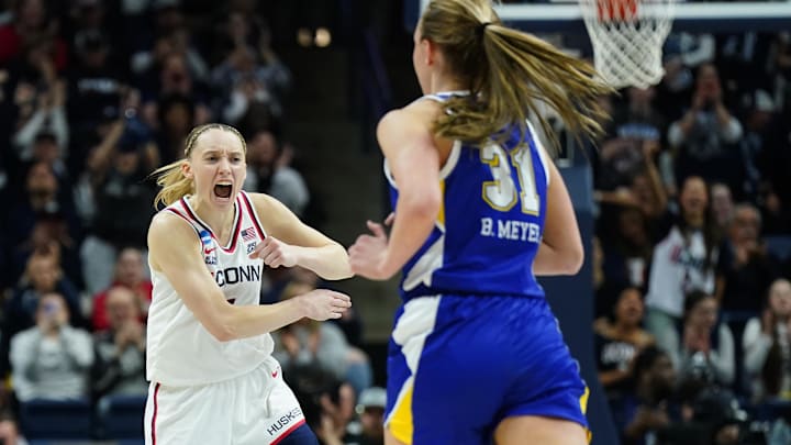 Bueckers reacts after a play. Bueckers reacts after a play.