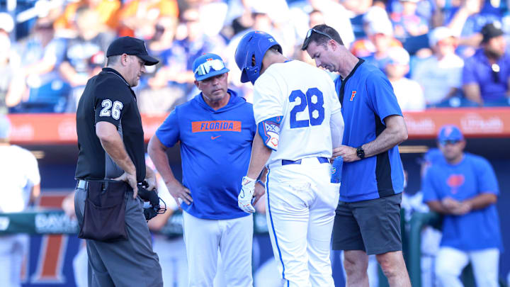 Florida Gators catcher Luke Heyman is set to miss the rest of the season with a forearm fracture. Florida Gators catcher Luke Heyman is set to miss the rest of the season with a forearm fracture.