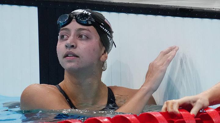 Jul 27, 2021; Tokyo, Japan; Katie Douglass (USA) after the women's 200m individual medley semifinals during the Tokyo 2020 Olympic Summer Games at Tokyo Aquatics Centre. Mandatory Credit: Robert Hanashiro-Imagn Images Jul 27, 2021; Tokyo, Japan; Katie Douglass (USA) after the women's 200m individual medley semifinals during the Tokyo 2020 Olympic Summer Games at Tokyo Aquatics Centre. Mandatory Credit: Robert Hanashiro-Imagn Images