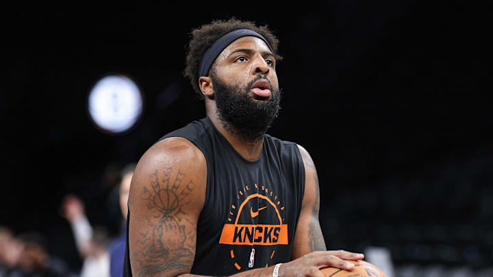 Mar 20, 2026; Brooklyn, New York, USA; New York Knicks center Mitchell Robinson (23) warms up before the game against the Brooklyn Nets at Barclays Center. Mandatory Credit: Vincent Carchietta-Imagn Images Mar 20, 2026; Brooklyn, New York, USA; New York Knicks center Mitchell Robinson (23) warms up before the game against the Brooklyn Nets at Barclays Center. Mandatory Credit: Vincent Carchietta-Imagn Images