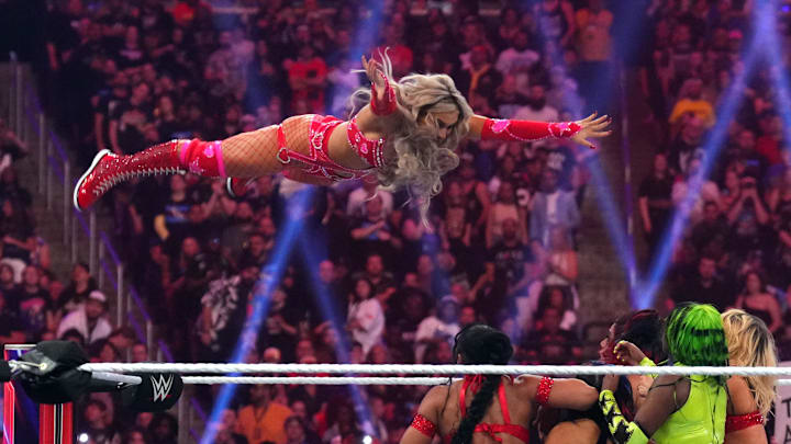 Jan 27, 2024: Tiffany Stratton in action during the Women's Royal Rumble match at Tropicana Field Jan 27, 2024: Tiffany Stratton in action during the Women's Royal Rumble match at Tropicana Field