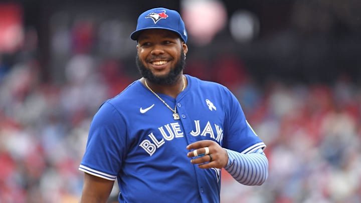 Toronto Blue Jays first base Vladimir Guerrero Jr. (27) during game against the Philadelphia Phillies at Citizens Bank Park on June 15.