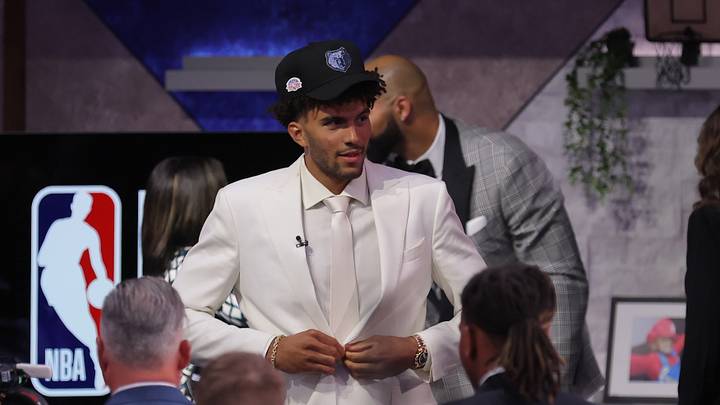 Jun 23, 2026; New York, NY, USA; The third pick in the 2026 NBA draft, Duke forward Cameron Boozer after he was selected by the Memphis Grizzlies at Barclays Center. Mandatory Credit: Brad Penner-Imagn Images Jun 23, 2026; New York, NY, USA; The third pick in the 2026 NBA draft, Duke forward Cameron Boozer after he was selected by the Memphis Grizzlies at Barclays Center. Mandatory Credit: Brad Penner-Imagn Images