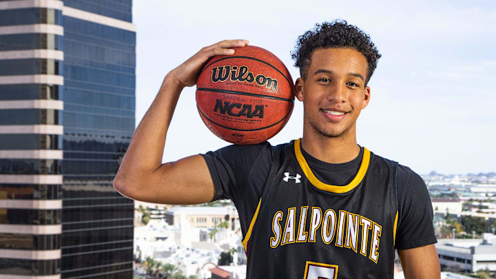Evan Nelson of Salpointe Catholic poses for All-Arizona boys basketball team poses at the Republic Media Building in Phoenix, Monday, March 4, 2019.

Boys Basketball