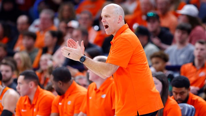 Oklahoma State coach Steve Lutz cheers during a men's college Bedlam basketball game between the University of Oklahoma Sooners (OU) and the Oklahoma State University Cowboys (OSU) at Paycom Center in Oklahoma City, Saturday, Dec. 14, 2024. Oklahoma won 80-65. Oklahoma State coach Steve Lutz cheers during a men's college Bedlam basketball game between the University of Oklahoma Sooners (OU) and the Oklahoma State University Cowboys (OSU) at Paycom Center in Oklahoma City, Saturday, Dec. 14, 2024. Oklahoma won 80-65.