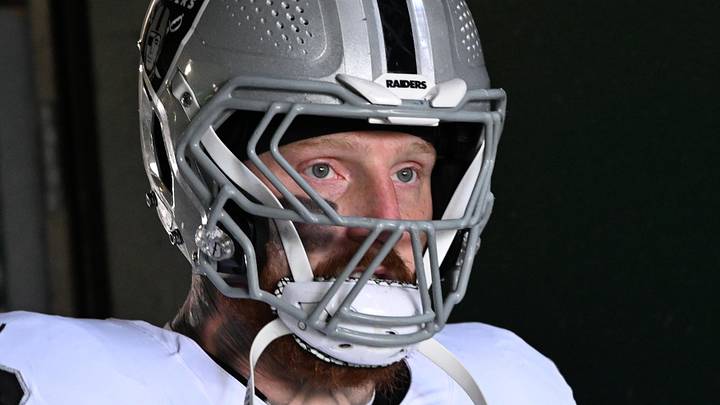 Dec 14, 2025; Philadelphia, Pennsylvania, USA; Las Vegas Raiders defensive end Maxx Crosby (98) in the tunnel against the Philadelphia Eagles at Lincoln Financial Field. Mandatory Credit: Eric Hartline-Imagn Images