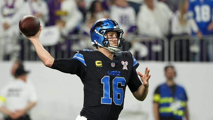 Detroit Lions quarterback Jared Goff (16) passes the ball against the Minnesota Vikings in the second quarter at U.S. Bank Stadium. Detroit Lions quarterback Jared Goff (16) passes the ball against the Minnesota Vikings in the second quarter at U.S. Bank Stadium.