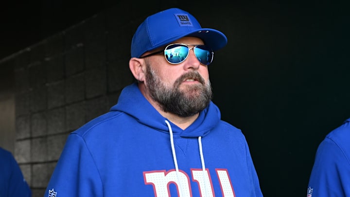 Oct 26, 2025; Philadelphia, Pennsylvania, USA; New York Giants head coach Brian Daboll in the tunnel against the Philadelphia Eagles at Lincoln Financial Field. Mandatory Credit: Eric Hartline-Imagn Images