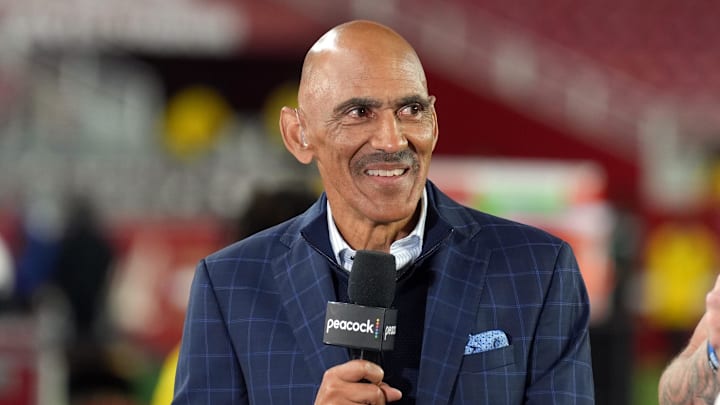 Oct 19, 2025; Santa Clara, California, USA; NBC Sports commentator Tony Dungy after the game between the San Francisco 49ers and the Atlanta Falcons at Levi's Stadium. Mandatory Credit: Darren Yamashita-Imagn Images