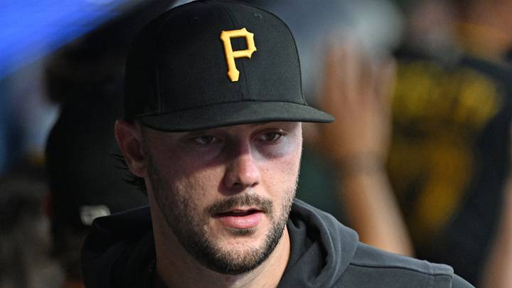 Jun 29, 2026; Philadelphia, Pennsylvania, USA; Pittsburgh Pirates pitcher Paul Skenes (30) in the dugout against the Philadelphia Phillies at Citizens Bank Park. Mandatory Credit: Eric Hartline-Imagn Images