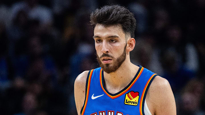 Oct 23, 2025; Indianapolis, Indiana, USA; Oklahoma City Thunder center Chet Holmgren (7) in the first half against the Indiana Pacers at Gainbridge Fieldhouse. Mandatory Credit: Trevor Ruszkowski-Imagn Images Oct 23, 2025; Indianapolis, Indiana, USA; Oklahoma City Thunder center Chet Holmgren (7) in the first half against the Indiana Pacers at Gainbridge Fieldhouse. Mandatory Credit: Trevor Ruszkowski-Imagn Images