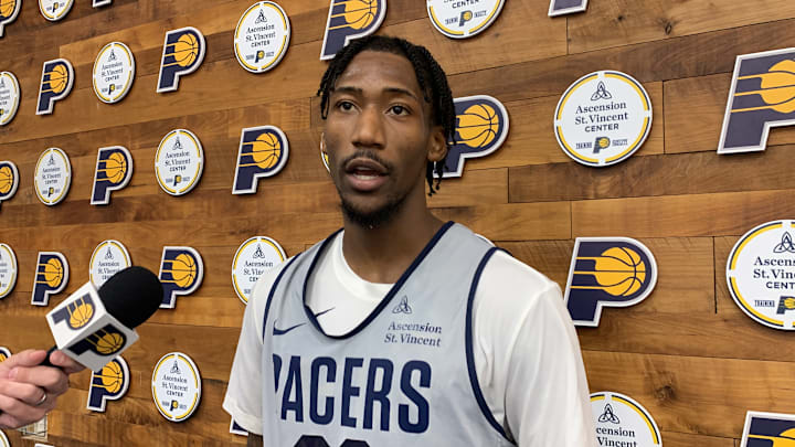 Indiana Pacers guard Quenton Jackson speaks to reporters. (Mandatory Photo Credit: Pacers On SI)