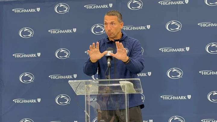 Penn State Nittany Lions football coach Matt Campbell answers questions during media day at Holuba Hall in State College. Penn State Nittany Lions football coach Matt Campbell answers questions during media day at Holuba Hall in State College.