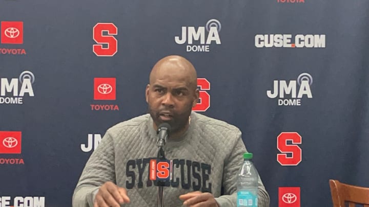 Fran Brown talks after the spring game