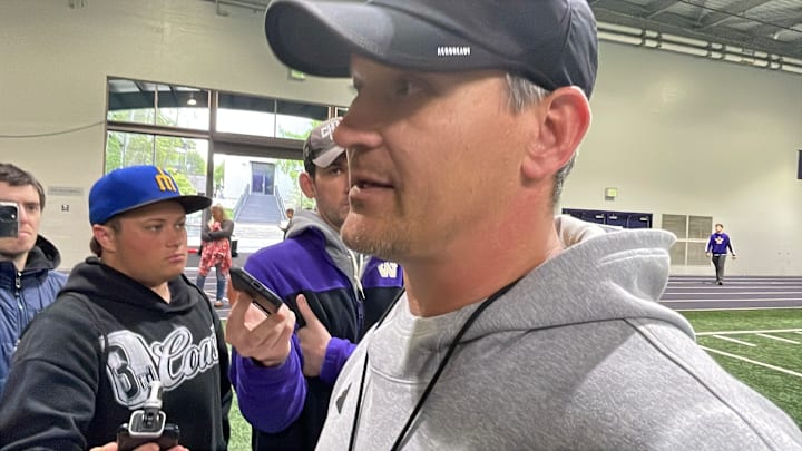 Brian Odom, new UW linebackers coach, speaks to the media. Brian Odom, new UW linebackers coach, speaks to the media.