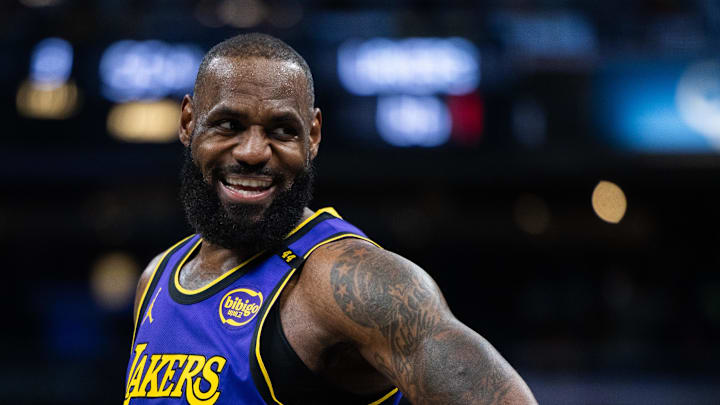 Mar 26, 2025; Indianapolis, Indiana, USA; Los Angeles Lakers forward LeBron James (23) in the first half Indiana Pacers at Gainbridge Fieldhouse. Mandatory Credit: Trevor Ruszkowski-Imagn Images Mar 26, 2025; Indianapolis, Indiana, USA; Los Angeles Lakers forward LeBron James (23) in the first half Indiana Pacers at Gainbridge Fieldhouse. Mandatory Credit: Trevor Ruszkowski-Imagn Images