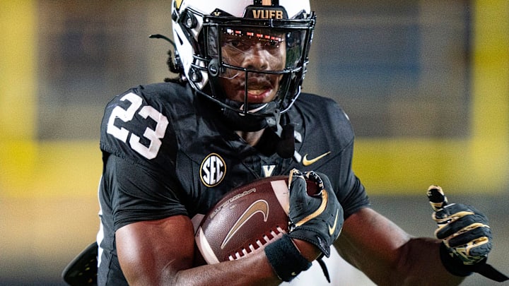 Vanderbilt Commodores running back AJ Newberry (23) runs for the end zone against the Alcorn State Braves during their Southeastern Athletic Conference game at FirstBank Stadium in Nashville, Tenn., Saturday, Sept. 7, 2024.