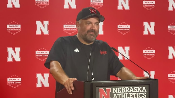 Nebraska football coach Matt Rhule meets with the media after the first day of preseason camp. Nebraska football coach Matt Rhule meets with the media after the first day of preseason camp.