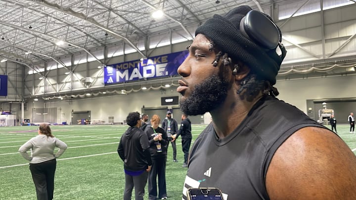 Anterio Thompson at Husky Pro Day. 