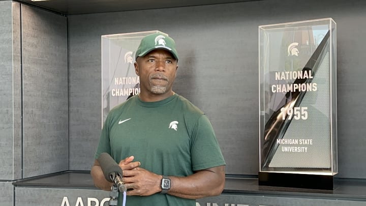 MSU wide receivers coach Courtney Hawkins
