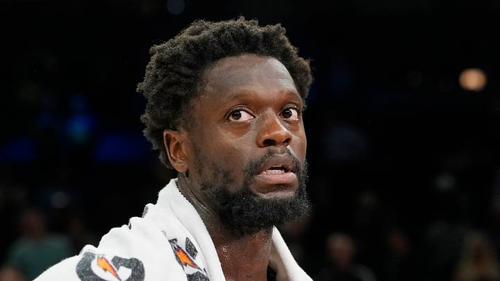 Mar 25, 2026; Minneapolis, Minnesota, USA; Minnesota Timberwolves forward Julius Randle (30) talks with a reporter after the game with the Houston Rockets at Target Center. Mandatory Credit: Bruce Kluckhohn-Imagn Images