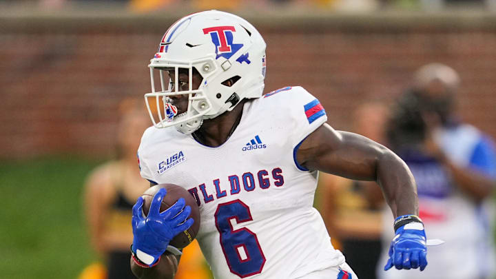 Sep 1, 2022; Columbia, Missouri, USA; Louisiana Tech Bulldogs wide receiver Smoke Harris (6) returns