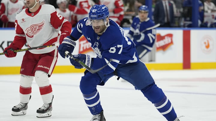 Nov 8, 2024; Toronto, Ontario, CAN; Toronto Maple Leafs forward Max Pacioretty (67) skates against the Detroit Red Wings during the third period at Scotiabank Arena. Mandatory Credit: John E. Sokolowski-Imagn Images