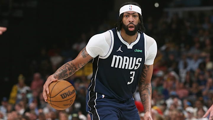 Dallas Mavericks forward Anthony Davis dribbles during the second quarter against the Memphis Grizzlies.