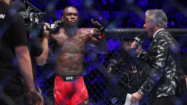 Sep 9, 2023; Sydney, NSW, AUSTRALIA; Israel Adesanya prepares to fight Sean Strickland (not pictured) during UFC 293 at Qudos Bank Arena.