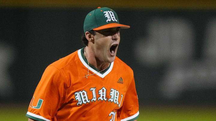 Miami  graduate  closing pitcher after winning against Princeton.