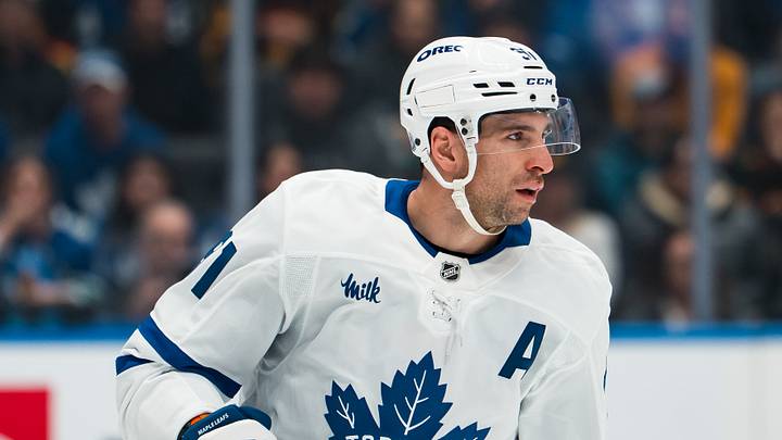 Jan 31, 2026; Vancouver, British Columbia, CAN; Toronto Maple Leafs forward John Tavares (91) skates against the Toronto Maple Leafs in the first period at Rogers Arena. Mandatory Credit: Bob Frid-Imagn Images