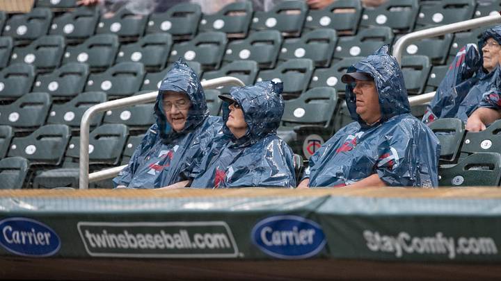 Jul 5, 2019; Minneapolis, MN, USA; Fans look on during the rain delay prior to the game between the Texas Rangers and the Minnesota Twins at Target Field. Mandatory Credit: Jordan Johnson-Imagn Images Jul 5, 2019; Minneapolis, MN, USA; Fans look on during the rain delay prior to the game between the Texas Rangers and the Minnesota Twins at Target Field. Mandatory Credit: Jordan Johnson-Imagn Images