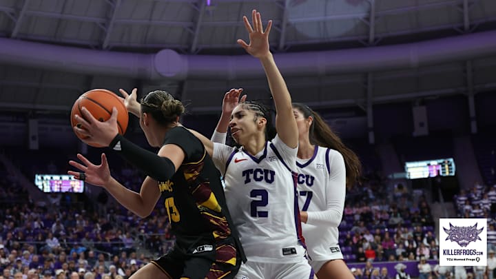 Veronica Sheffey (2) and Clara Silva (17) have been key parts of TCU's 8-1 start in Big 12 play. 
