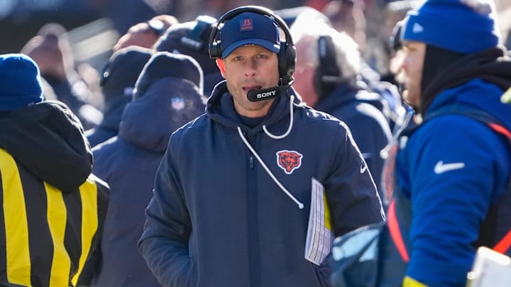 Dec 14, 2025; Chicago, Illinois, USA; Chicago Bears head coach Ben Johnson walks along the sideline during the first quarter against the Cleveland Browns at Soldier Field. Mandatory Credit: David Banks-Imagn Images Dec 14, 2025; Chicago, Illinois, USA; Chicago Bears head coach Ben Johnson walks along the sideline during the first quarter against the Cleveland Browns at Soldier Field. Mandatory Credit: David Banks-Imagn Images