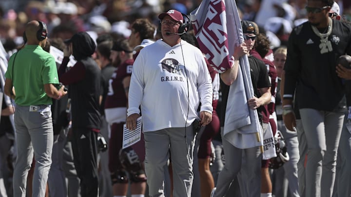 Sep 27, 2025; College Station, Texas, USA; Texas A&M Aggies head coach Mike Elko stands on the sideline during the second quarter against the Auburn Tigers at Kyle Field. Mandatory Credit: Troy Taormina-Imagn Images