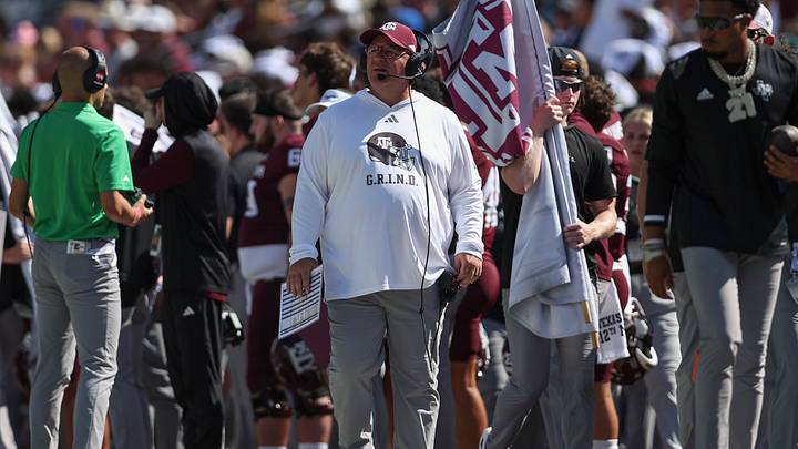 Texas A&M Aggies head coach Mike Elko stands on the sideline during the second quarter against the Auburn Tigers at Kyle Field. Texas A&M Aggies head coach Mike Elko stands on the sideline during the second quarter against the Auburn Tigers at Kyle Field.