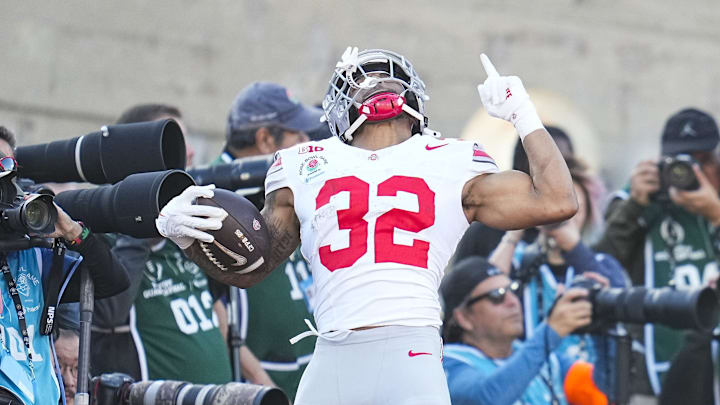 New England Patriots running back TreVeyon Henderson.