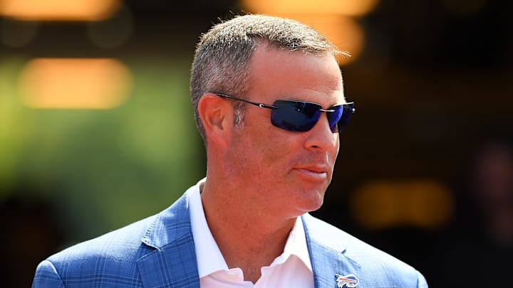 Buffalo Bills general manager Brandon Beane looks on prior to the game.