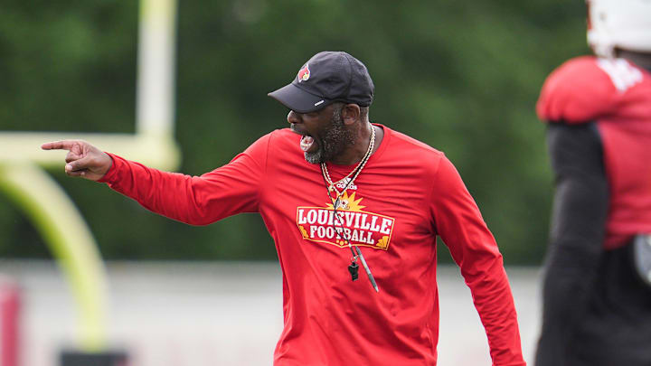 Louisville Cardinals Ron English, co-Defensive Coordinator/Secondary, during a recent practice on August 4, 2025 before the start of the 2025 football season. Louisville Cardinals Ron English, co-Defensive Coordinator/Secondary, during a recent practice on August 4, 2025 before the start of the 2025 football season.